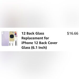 iPhone 12 purple replacement for back of phone glass.